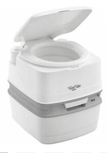 Temporary camping toilet during home plumbing work after Vipassana